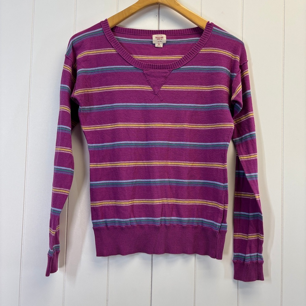 Mossimo Womens Indie Sleaze Striped V-Neck Sweater Size S Preppy Comfy 2012